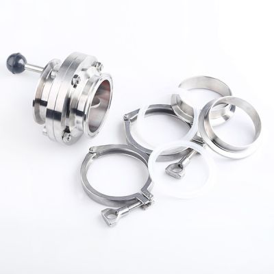 Sanitary tri-clamp x clame type double butterfly valve