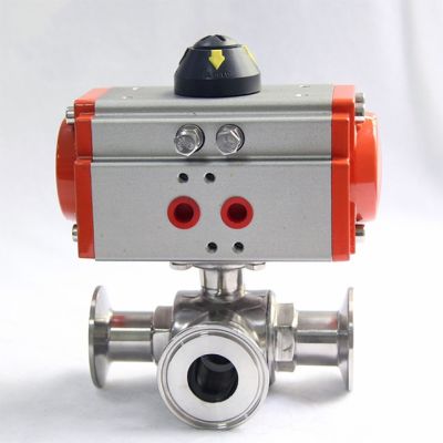 Tri Clamp Ball Valve 3-Way Pneumatic Actuator